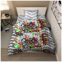 Детское постельное белье бязь граффити вид 1 1,5 спальное детские расцветки Iv Selena