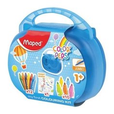 Набор для творчества MAPED "ColorPeps Jumbo", 10 фломастеров, 12 утолщенных восковых мелков, раскраска, пластиковый пенал, 897416 661551