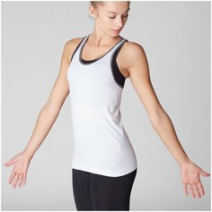 Майка для динамической йоги женская бесшовная KIMJALY Х Decathlon Белоснежный/Светлый Графит M