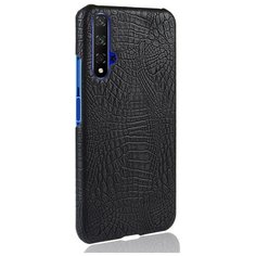 Чехол панель бампер MyPads для Huawei nova 5T элегантный тонкий на пластиковой основе с дизайном под кожу крокодила черный