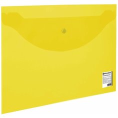 BRAUBERG Папка-конверт с кнопкой A4, пластик 150 мкм желтый