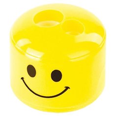 Точилка ПИФАГОР "Смайлики", 2 отверстия, с контейнером, пластиковая, ассорти, 228444