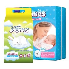 Joonies подгузники Premium Soft NB (0-5 кг) 24 шт + пелёнки 60x90 10 шт.