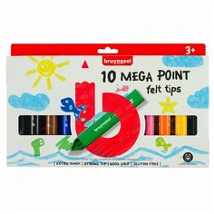 Набор фломастеров Bruynzeel Kids Megapoint супер толстые 10 цв