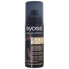Спрей Syoss Root Retoucher тонирующий для закрашивания отросших корней волос и седины, оттенок Темно-каштановый, 120 мл