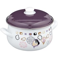 Кастрюля Savasan Идиллия 1450, 4.8 л, белый/фиолетовый