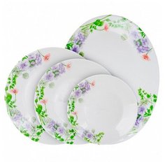 Столовый сервиз Luminarc Mabelle N2087, 6 персон, 19 предм., белый/зеленый/фиолетовый