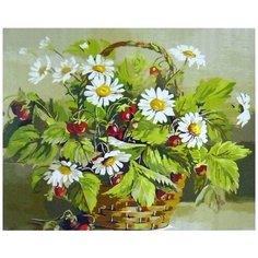 Картина по номерам Paintboy "Ромашки и земляника", 40x50 см