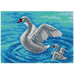 Алмазная мозаика "Лебеди" (на магнитной основе), 20x28,5 см Вышиваем Бисером