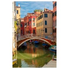 Алмазная мозаика, блестящая "Мостик над Венецианским каналом", 30х40 см (с подрамником, с полным заполнением) Рыжий кот