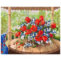 Картина по номерам "Тюльпаны с черёмухой. Дандорф О.", 40x50 см ФРЕЯ