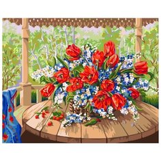 Картина по номерам "Тюльпаны с черёмухой. Дандорф О.", 40x50 см ФРЕЯ