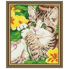 Алмазная вышивка Арт Соло "Котенок в цветах", 24,6x20 Art Solo