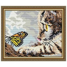 Алмазная вышивка Арт Соло "Котенок и бабочка", 24,6x20 Art Solo