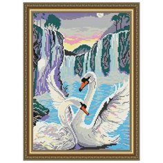 Алмазная вышивка Арт Соло "Лебеди у водопада", 41x28,5 Art Solo