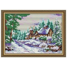 Алмазная вышивка Арт Соло "Усадьба в зимнем лесу", 41x28,5 Art Solo