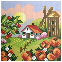 Алмазная вышивка Белоснежка "Домик с мельницей 2", 20x20