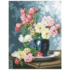 Алмазная вышивка Паутинка "Ваза с садовыми розами", 45x35