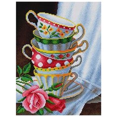 Алмазная вышивка Вышиваем бисером "Чашки с розами", 40x30