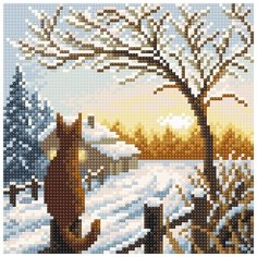 Алмазная мозаика "Рассвет в деревне", 20х20 см Brilliart