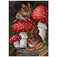 Алмазная мозаика "Мыши на поганках", 20х28 см Вышиваем Бисером