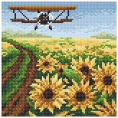 Алмазная мозаика "Море подсолнухов", 20x20 см Brilliart