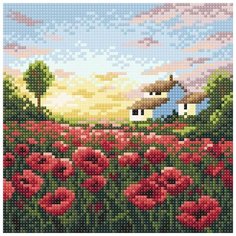 Алмазная мозаика "Маковое утро", 20x20 см Brilliart