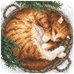 Алмазная мозаика "Зима в лукошке", 20x20 см Brilliart