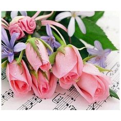 Алмазная мозаика "Розы и ноты", 40x47 см Империя Бисера