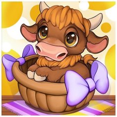 Алмазная мозаика "Бычок Кроха", 25x25 см