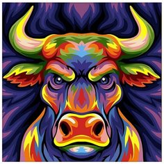 Алмазная мозаика "Цветной бык", 25x25 см