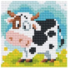 Алмазная мозаика "Бычок на лугу", 10x10 см Риолис