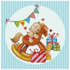 Алмазная мозаика "Мишка на лошадке", 31x31 см ФРЕЯ