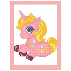 Алмазная мозаика "Розовый единорог", 19,5x14 см ФРЕЯ