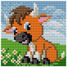 Алмазная мозаика "Бычок" (на магнитной основе), 10x10 см Вышиваем Бисером