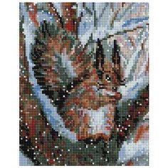 Алмазная мозаика "Белочка в зимнем лесу", 20x25 см Белоснежка
