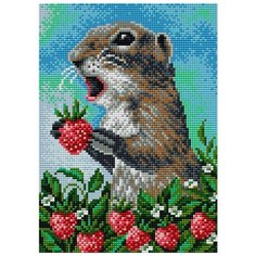 Алмазная мозаика "Земляничный урожай" (на магнитной основе), 20x28,5 см Вышиваем Бисером