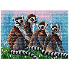 Алмазная мозаика "Лемуры" (на магнитной основе), 20x28,5 см Вышиваем Бисером