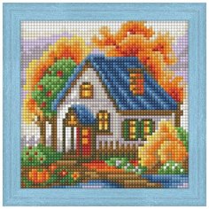 Алмазная мозаика "Осенний домик", 15x15 см