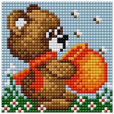 Алмазная мозаика "Мишутка и пчелы" (на магнитной основе), 10x10 см Вышиваем Бисером