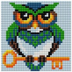 Алмазная мозаика "Сова" (на магнитной основе), 10x10 см Вышиваем Бисером