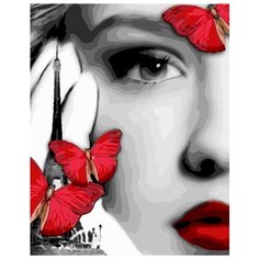 Картина по номерам "Девушка и красные бабочки", 40x50 см ВанГогВоМне
