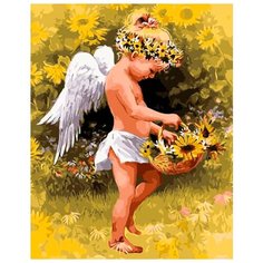 Картина по номерам "Ангел с корзинкой подсолнухов", 40x50 см ВанГогВоМне