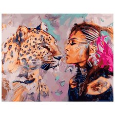 Картина по номерам "Девушка и леопард", 40x50 см ВанГогВоМне