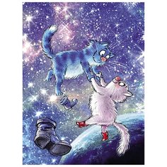 Картина по номерам «Коты в космосе», 30x40 см, Цветной (Premium)