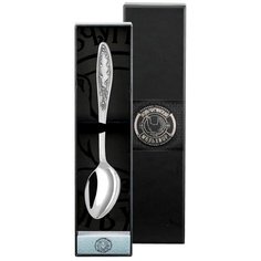 Ложка столовая Кольчугинский мельхиор "Пламя" посеребренная с чернью