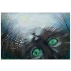 Картина шерстью «Лунный кот», 20x30 см, Цветной