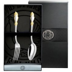 "Набор столовых приборов Кольчугинский мельхиор ""Серебряная роза"" с позолотой, 2 предмета"