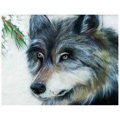 Картина шерстью «Волк», 20x30 см, Цветной