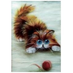 Картина шерстью «Рыжик за игрой», 20x30 см, Цветной